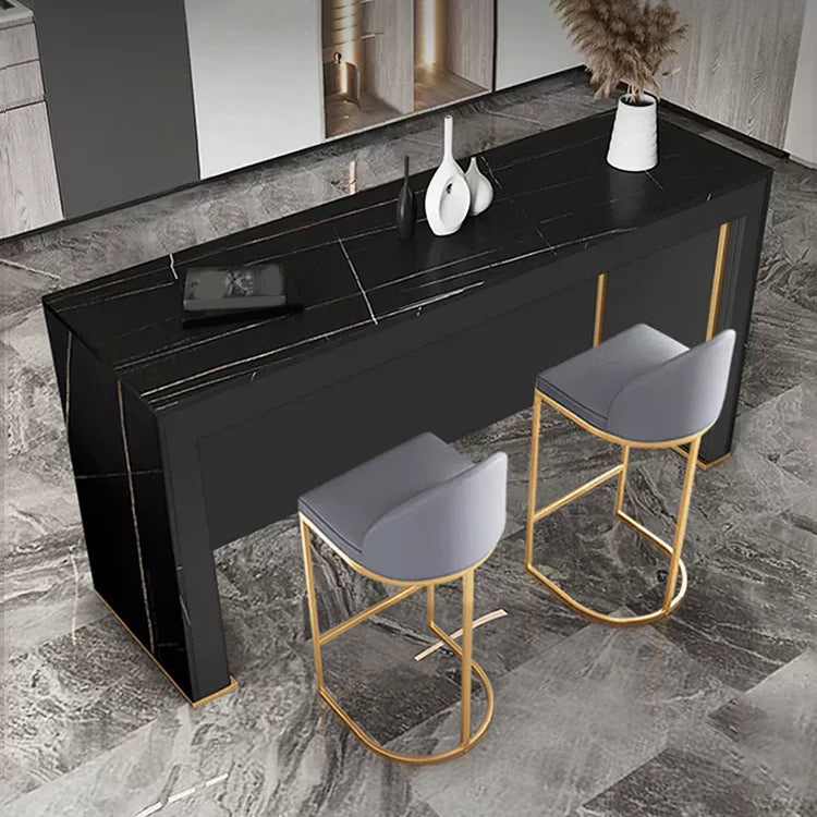 Set tavolo da bar moderno con piano in pietra Tavolo da bar rettangolare da 1/3 pezzi con sgabelli imbottiti