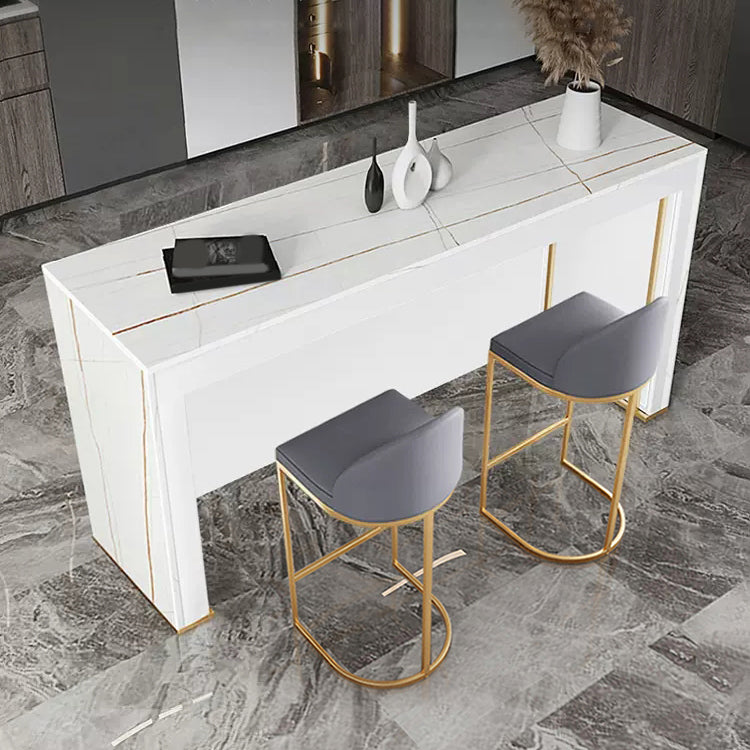 Set tavolo da bar moderno con piano in pietra Tavolo da bar rettangolare da 1/3 pezzi con sgabelli imbottiti