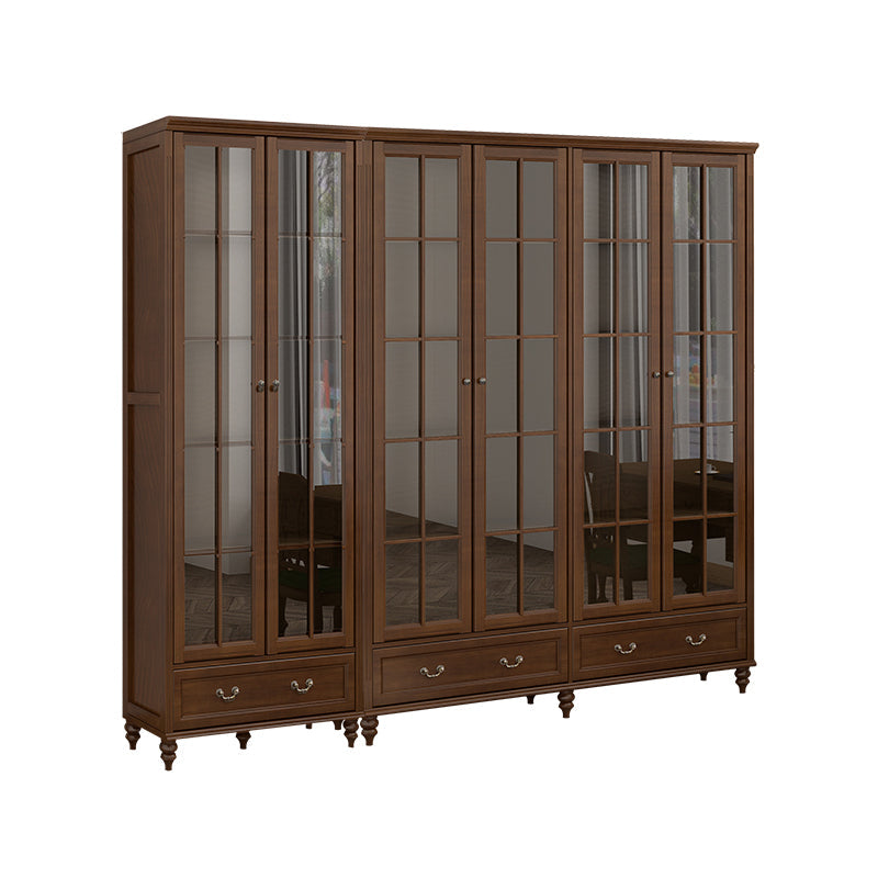 Mid-Century Modern Pine Storage Cabinet Solid Wood Brown Storage Cabinet with Drawer 105"L x 16"W x 83"H Clearhalo 'Cabinets & Chests' 'cabinets_chests' 'furn' 'furn_cabinets_chests' 'Furniture' 'Living Room Furniture' 7354018