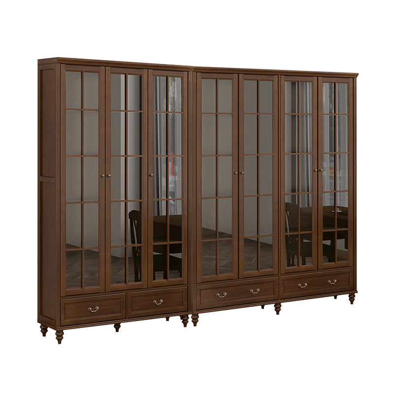 Mid-Century Modern Pine Storage Cabinet Solid Wood Brown Storage Cabinet with Drawer 120"L x 16"W x 83"H Clearhalo 'Cabinets & Chests' 'cabinets_chests' 'furn' 'furn_cabinets_chests' 'Furniture' 'Living Room Furniture' 7354019