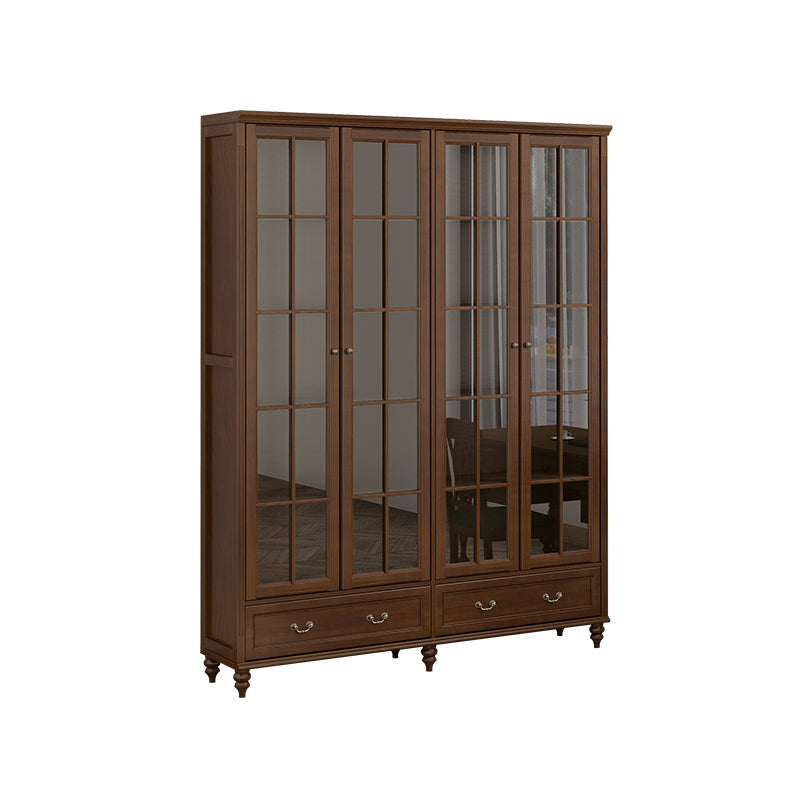 Mid-Century Modern Pine Storage Cabinet Solid Wood Brown Storage Cabinet with Drawer 69"L x 16"W x 83"H Clearhalo 'Cabinets & Chests' 'cabinets_chests' 'furn' 'furn_cabinets_chests' 'Furniture' 'Living Room Furniture' 7354025