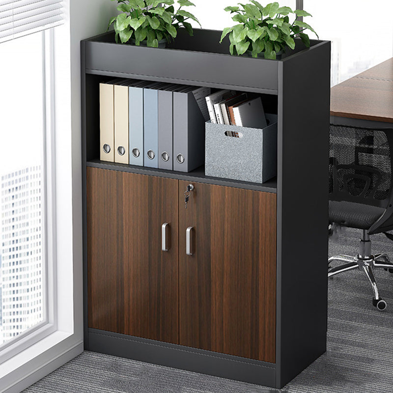 Wood Vertical File Cabinet Modern Storage Shelves File Cabinet with Lock 31"L x 16"W x 47"H Brown Clearhalo 'Filing Cabinets' 'filling_cabinets' 'furn' 'furn_filling_cabinets' 'Furniture' 'Office Furniture' 7354254