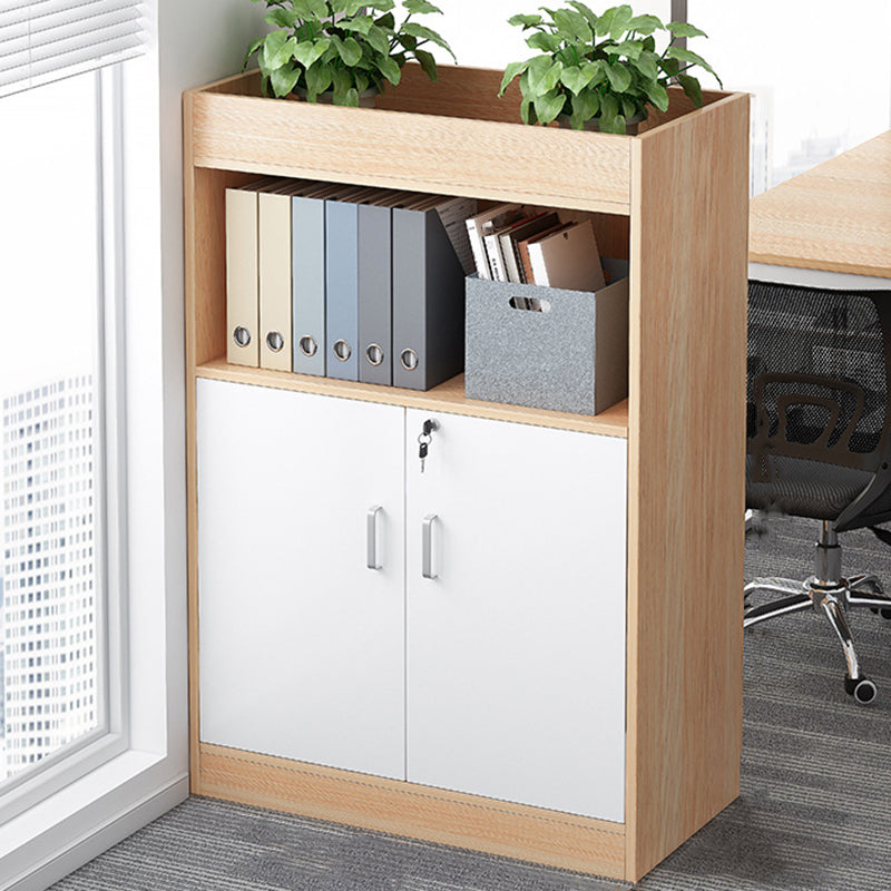 Wood Vertical File Cabinet Modern Storage Shelves File Cabinet with Lock 31"L x 16"W x 47"H Natural Wood White Clearhalo 'Filing Cabinets' 'filling_cabinets' 'furn' 'furn_filling_cabinets' 'Furniture' 'Office Furniture' 7354256
