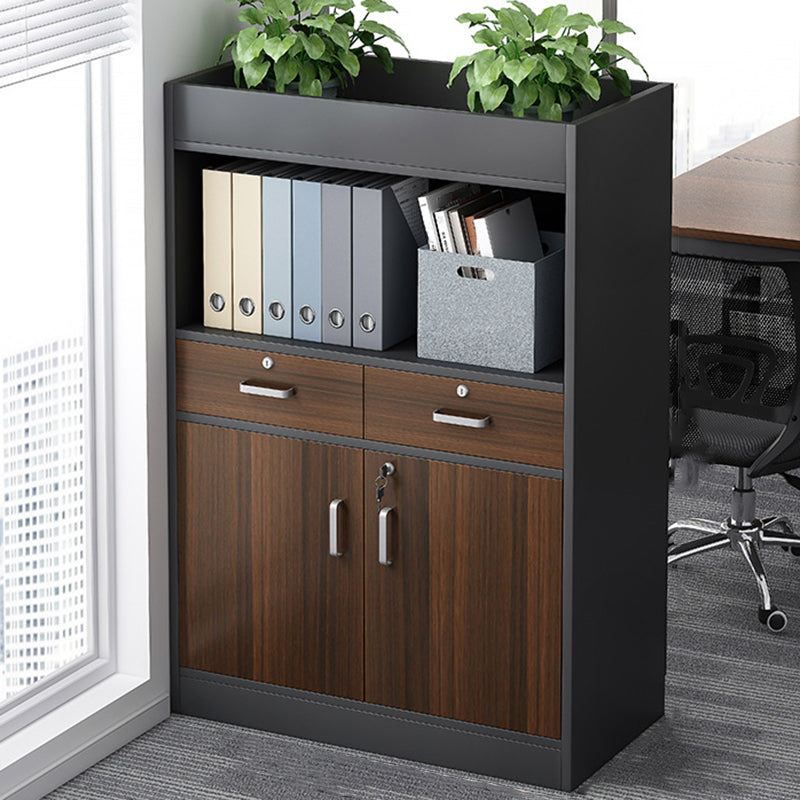 Wood Vertical File Cabinet Modern Storage Shelves File Cabinet with Lock 31.5"L x 15.7"W x 51.2"H Brown Clearhalo 'Filing Cabinets' 'filling_cabinets' 'furn' 'furn_filling_cabinets' 'Furniture' 'Office Furniture' 7354258