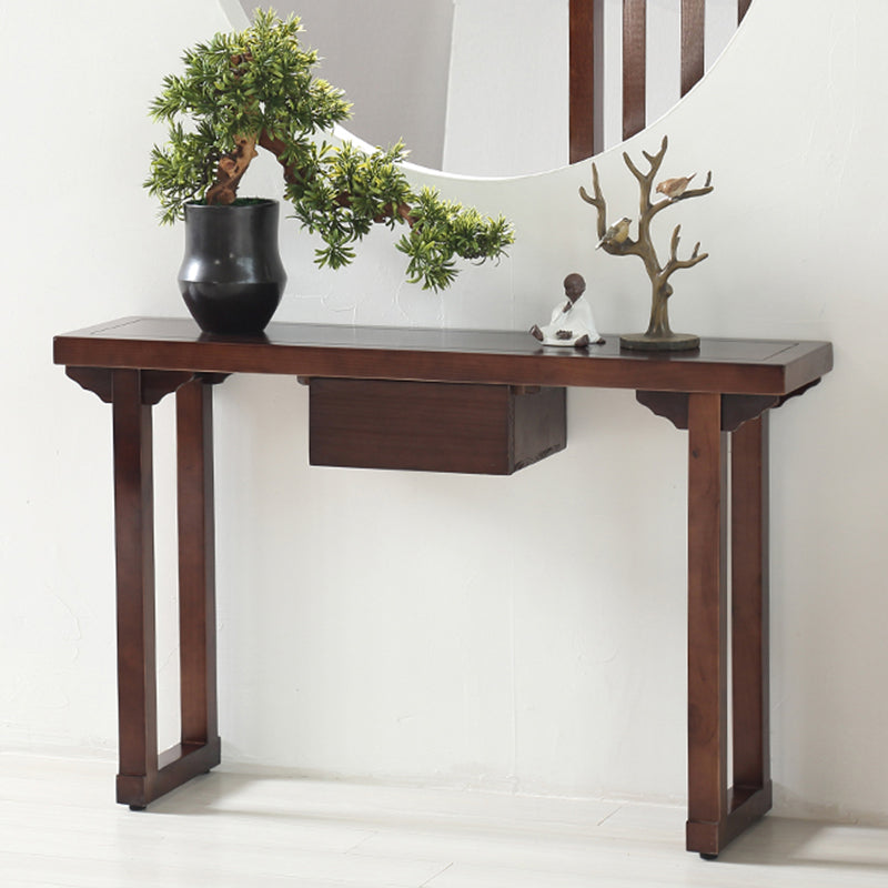 Mid Century Modern Accent Table Rectangle Wood Console Table in Brown