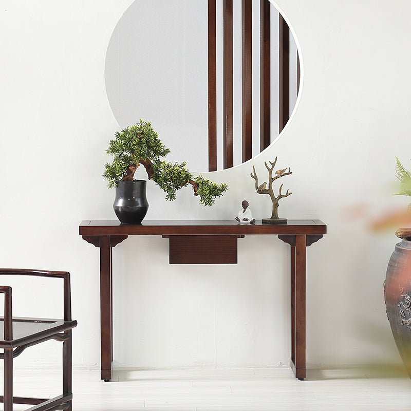 Mid Century Modern Accent Table Rectangle Wood Console Table in Brown