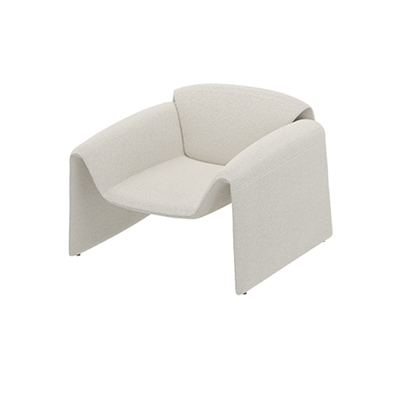 White Wool Curved Sofa Nordic 39.4" D Armless Sofa with Pillows