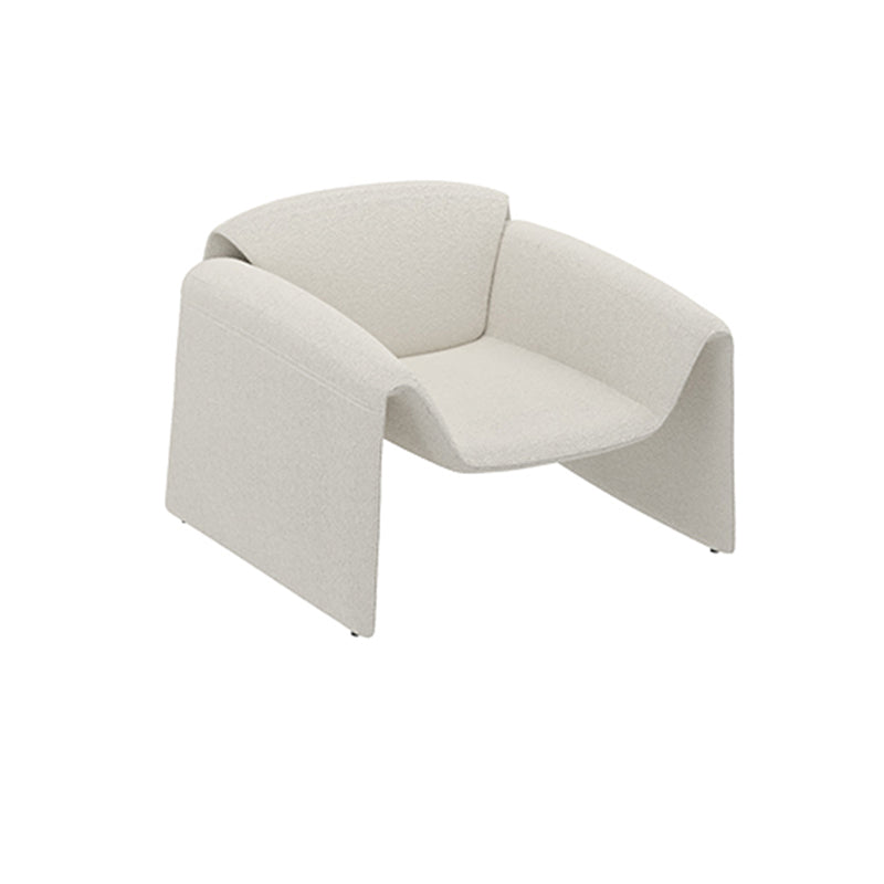 White Wool Curved Sofa Nordic 39.4" D Armless Sofa with Pillows