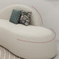 White Wool Curved Sofa Nordic 39.4" D Armless Sofa with Pillows