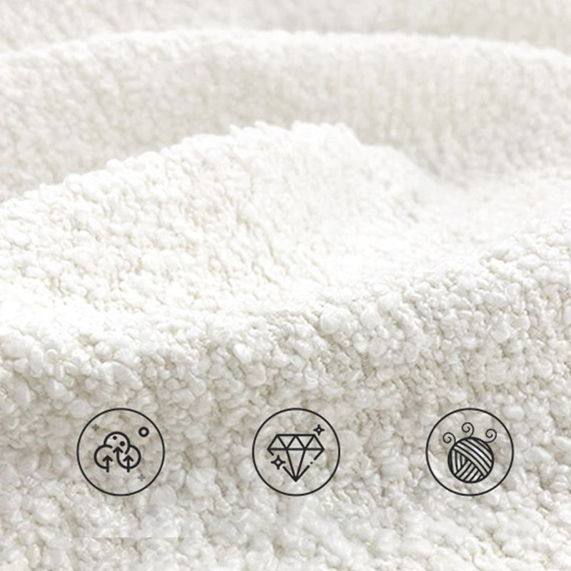 White Wool Curved Sofa Nordic 39.4" D Armless Sofa with Pillows