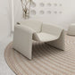 White Wool Curved Sofa Nordic 39.4" D Armless Sofa with Pillows
