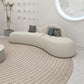 White Wool Curved Sofa Nordic 39.4" D Armless Sofa with Pillows