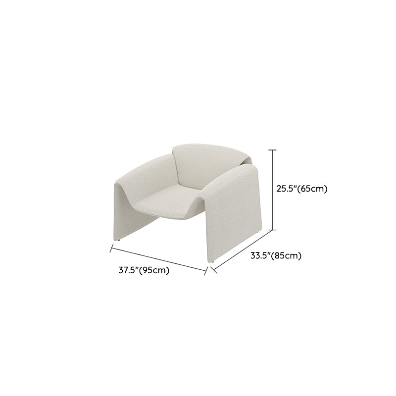 White Wool Curved Sofa Nordic 39.4" D Armless Sofa with Pillows