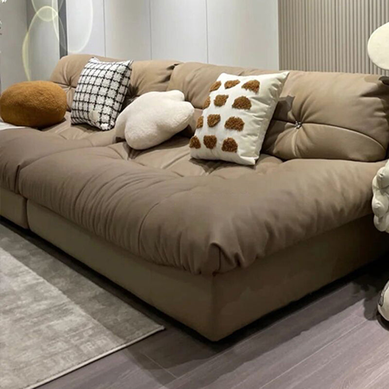 Couchons de remplissage tuftés canapé canapé en cuir en cuir en brun foncé