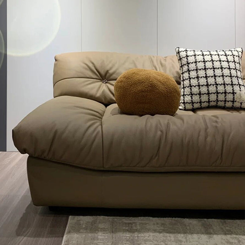 Couchons de remplissage tuftés canapé canapé en cuir en cuir en brun foncé