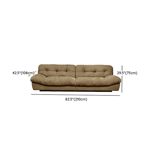 Tufted Down Fill Cushions Sofa Faux Leather Armless Settee in Dark Brown