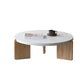 Round Stone Coffee Table Contemporary 3 Legs Coffee Cocktail Table