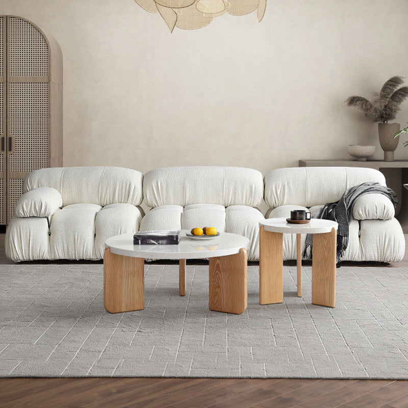 Round Stone Coffee Table Contemporary 3 Legs Coffee Cocktail Table