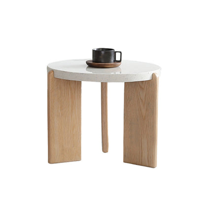 Round Stone Coffee Table Contemporary 3 Legs Coffee Cocktail Table
