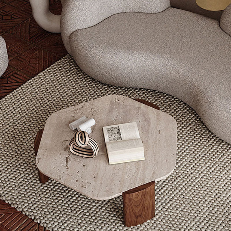 Contemporary Hexagon Coffee Table 3 Legs Stone Coffee Cocktail Table Clearhalo 'Coffee & Accent Tables' 'Coffee Tables' 'coffee_tables' 'furn' 'furn_coffee_tables' 'Furniture' 'Living Room Furniture' 7354652