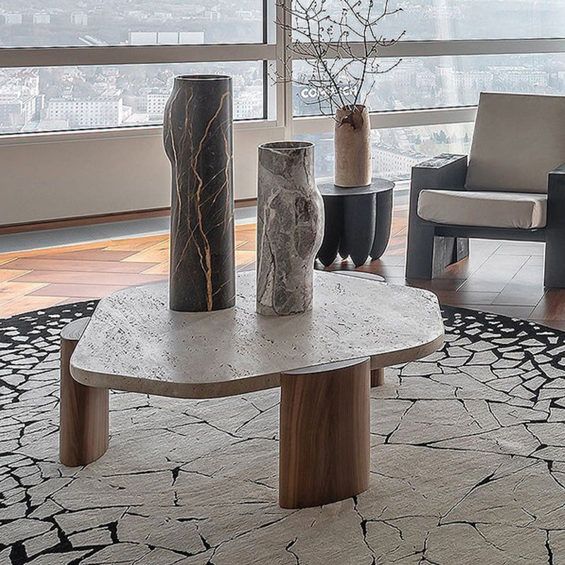 Contemporary Hexagon Coffee Table 3 Legs Stone Coffee Cocktail Table Clearhalo 'Coffee & Accent Tables' 'Coffee Tables' 'coffee_tables' 'furn' 'furn_coffee_tables' 'Furniture' 'Living Room Furniture' 7354660