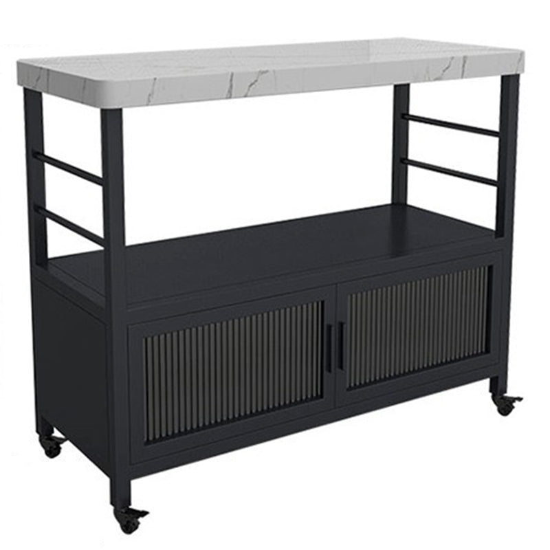 Modern Marble Prep Table Dining Room Island Table with Storage Cabinet