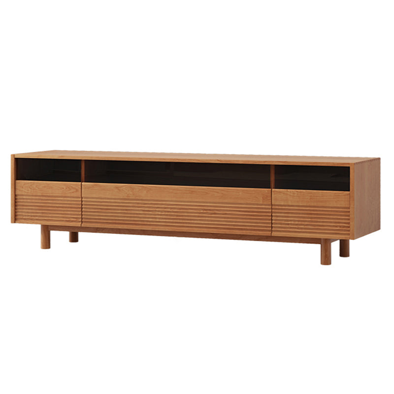 Scandinavian Media Console Wooden TV Console for Living Room 87"L x 18"W x 10"H Cherry Wood Clearhalo 'furn' 'furn_tv_stands_entertainment_centers' 'Furniture' 'Living Room Furniture' 'TV Stands & Entertainment Centers' 'TV Stands & Media Storage Furniture' 'tv_stands_entertainment_centers' 7355255
