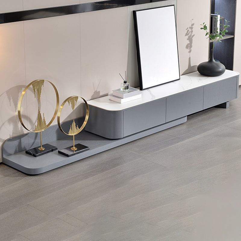 Modern Media Console TV Stand Stone Media Console with 3 Drawers Gray-White Clearhalo 'furn' 'furn_tv_stands_entertainment_centers' 'Furniture' 'Living Room Furniture' 'TV Stands & Entertainment Centers' 'TV Stands & Media Storage Furniture' 'tv_stands_entertainment_centers' 7355268