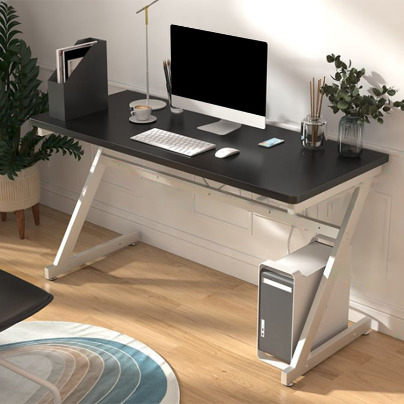 Rectangular Office Desk Antique Finish Writing Desk with Metal Legs Black No Drawer Clearhalo 'furn' 'furn_office_desk' 'Furniture' 'Office Desks' 'Office Furniture' 'office_desk' 7355365