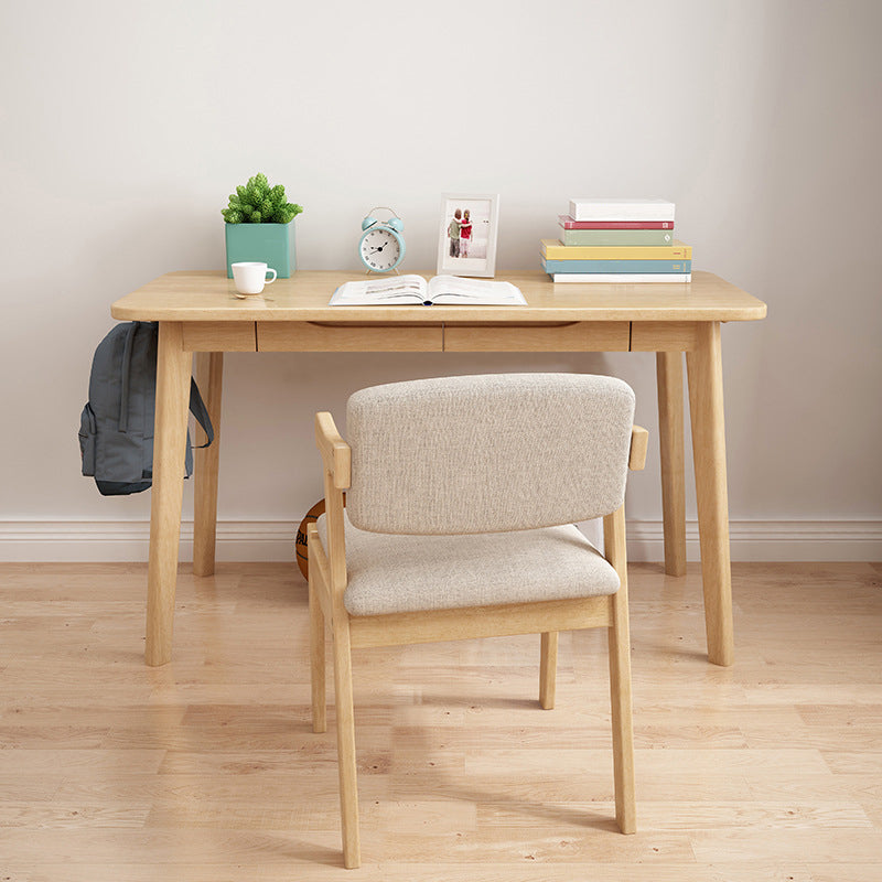 Rectangle Wooden Office Desk Modern Style Computer Desk for Home 39.4"L x 21.7"W x 29.5"H Natural Drawers Clearhalo 'furn' 'furn_office_desk' 'Furniture' 'Office Desks' 'Office Furniture' 'office_desk' 7355383