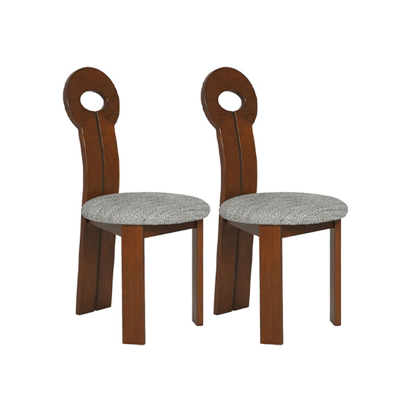 Vaste houten frame zijstoel Slat achterzijde stoel met linnen bekleed