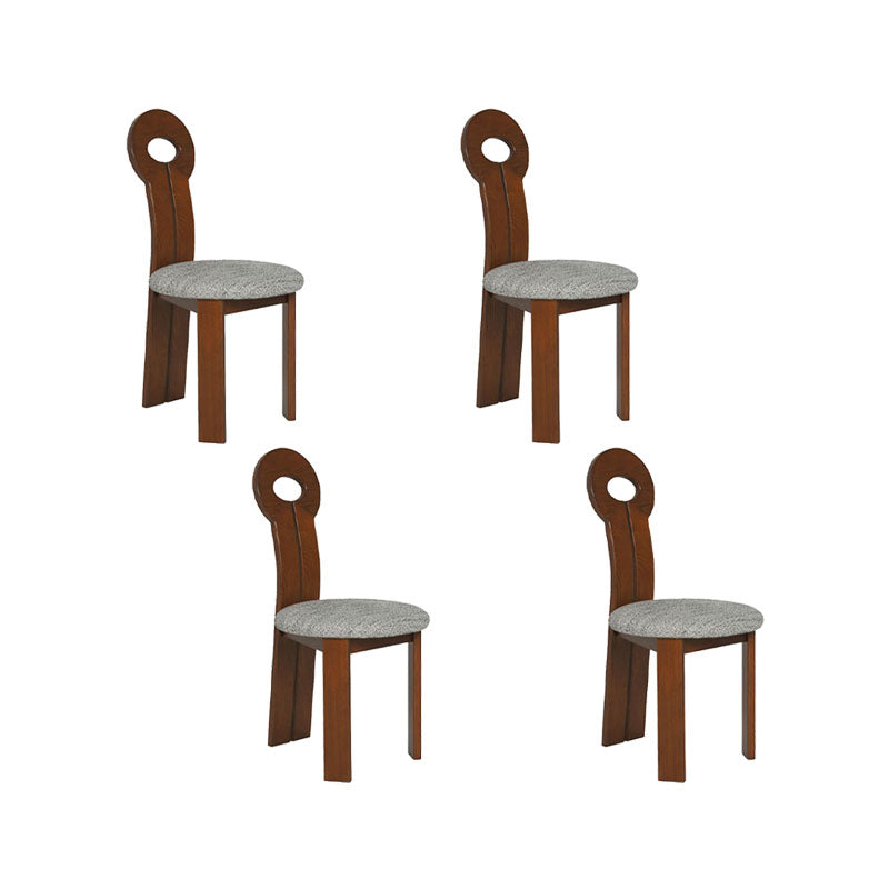 Vaste houten frame zijstoel Slat achterzijde stoel met linnen bekleed