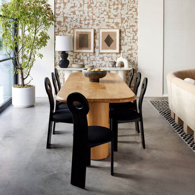 Vaste houten frame zijstoel Slat achterzijde stoel met linnen bekleed