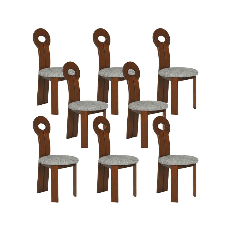 Vaste houten frame zijstoel Slat achterzijde stoel met linnen bekleed