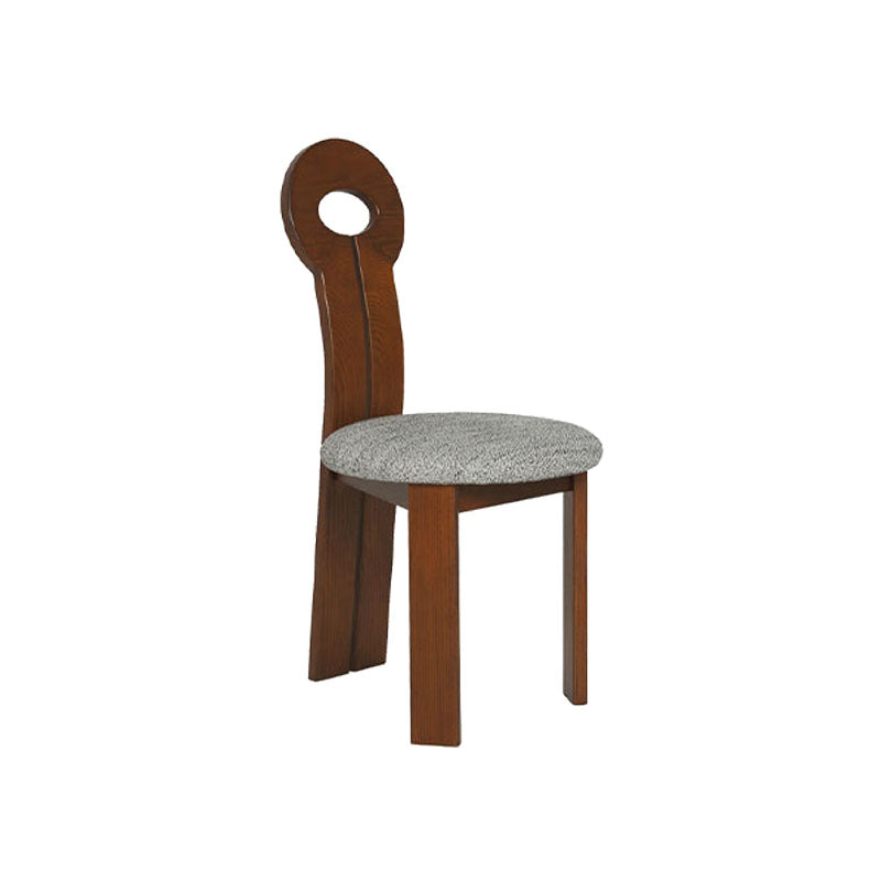 Vaste houten frame zijstoel Slat achterzijde stoel met linnen bekleed