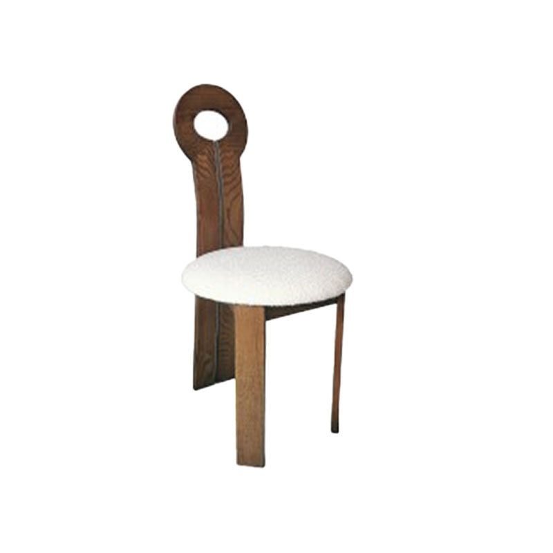 Vaste houten frame zijstoel Slat achterzijde stoel met linnen bekleed