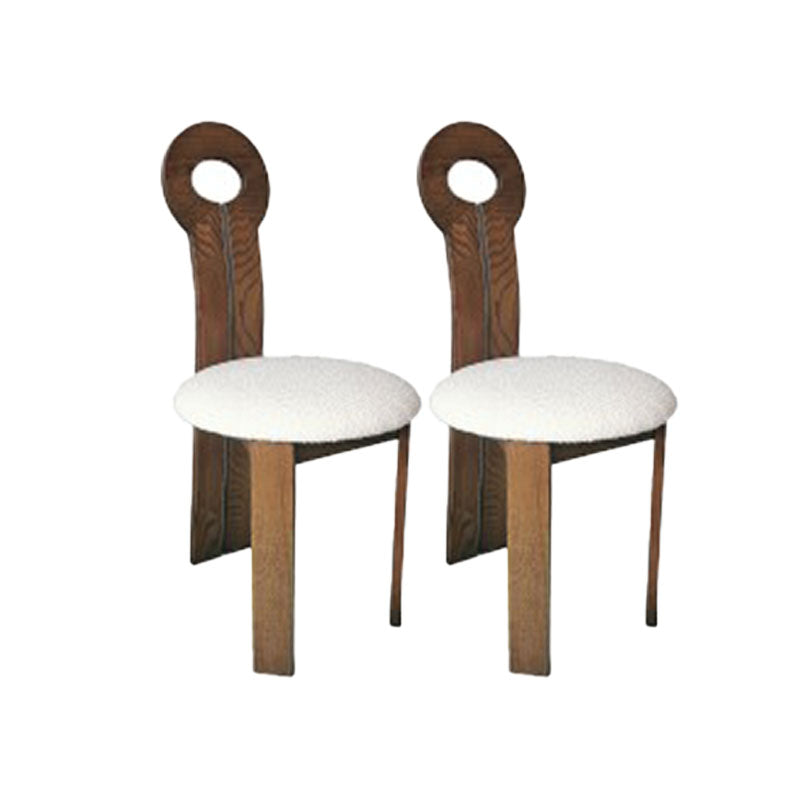 Vaste houten frame zijstoel Slat achterzijde stoel met linnen bekleed