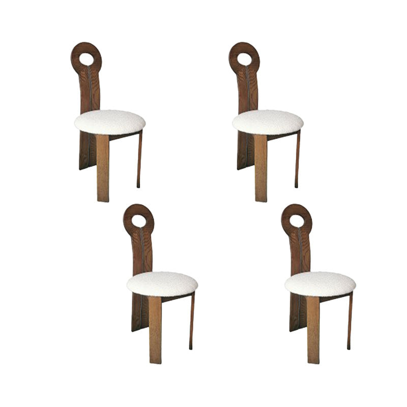 Vaste houten frame zijstoel Slat achterzijde stoel met linnen bekleed