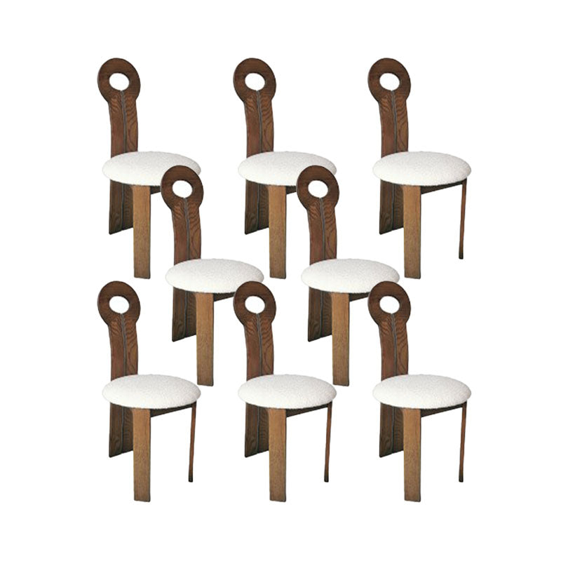 Vaste houten frame zijstoel Slat achterzijde stoel met linnen bekleed