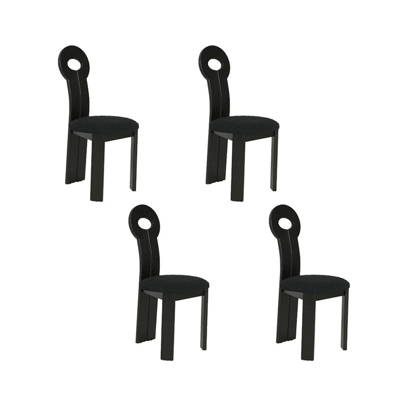 Vaste houten frame zijstoel Slat achterzijde stoel met linnen bekleed