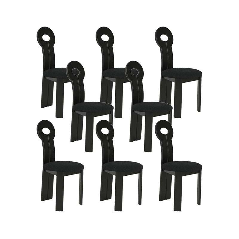 Vaste houten frame zijstoel Slat achterzijde stoel met linnen bekleed