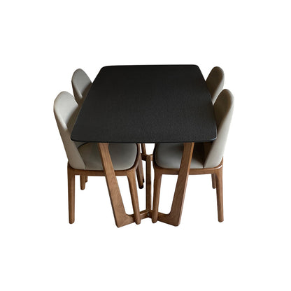 Contemporary Kitchen Dinner Table Stone Trestle Base Dining Table