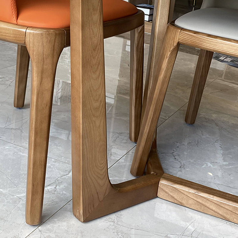 Contemporary Kitchen Dinner Table Stone Trestle Base Dining Table
