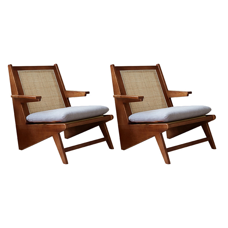 Solid Wood Frame Side Chair Arms Included Lounge Chair for Living Room Walnut Fabric 2 Piece Set Clearhalo 'Accent Chairs' 'accent_chairs' 'Chairs & Seating' 'furn' 'furn_accent_chairs' 'Furniture' 'Living Room Furniture' 7357016