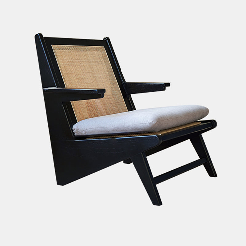 Solid Wood Frame Side Chair Arms Included Lounge Chair for Living Room Black Fabric 1 Piece Clearhalo 'Accent Chairs' 'accent_chairs' 'Chairs & Seating' 'furn' 'furn_accent_chairs' 'Furniture' 'Living Room Furniture' 7357018