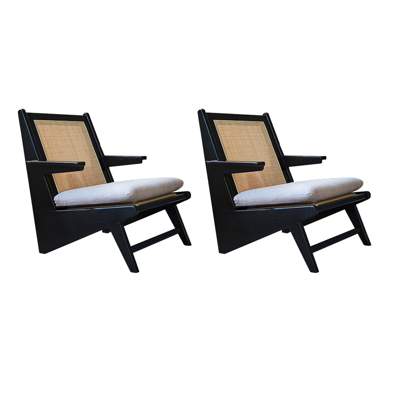 Solid Wood Frame Side Chair Arms Included Lounge Chair for Living Room Black Fabric 2 Piece Set Clearhalo 'Accent Chairs' 'accent_chairs' 'Chairs & Seating' 'furn' 'furn_accent_chairs' 'Furniture' 'Living Room Furniture' 7357020