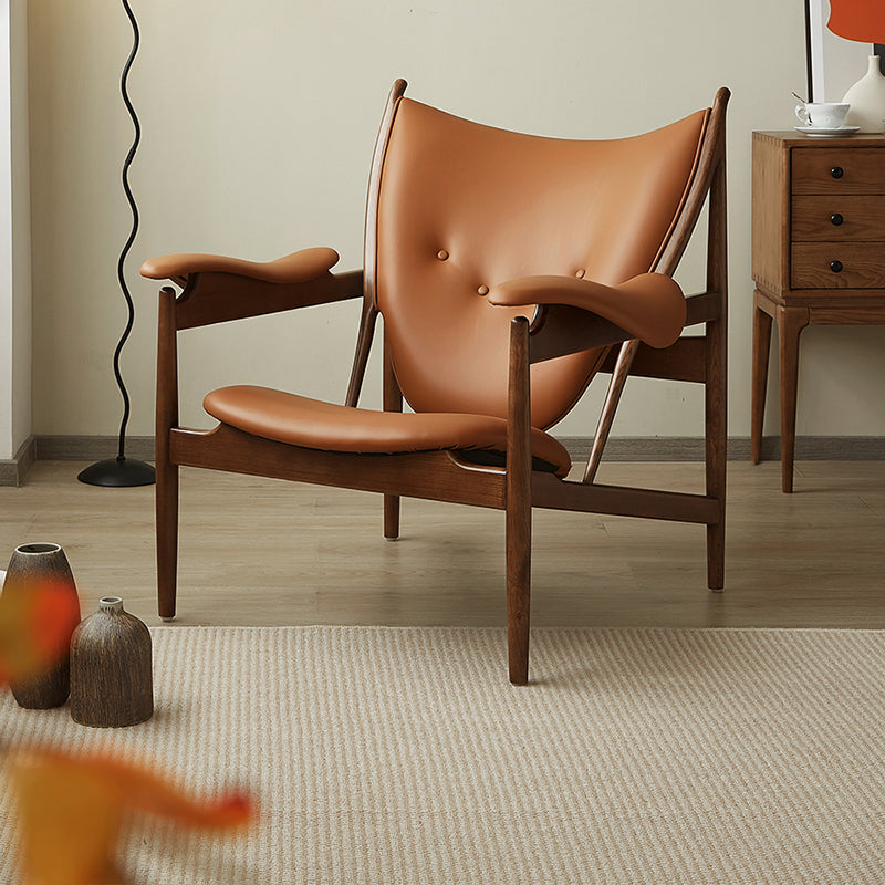 Square Arms Side Chair Genuine Leather Lounge Chair for Living Room Clearhalo 'Accent Chairs' 'accent_chairs' 'Chairs & Seating' 'furn' 'furn_accent_chairs' 'Furniture' 'Living Room Furniture' 7357029