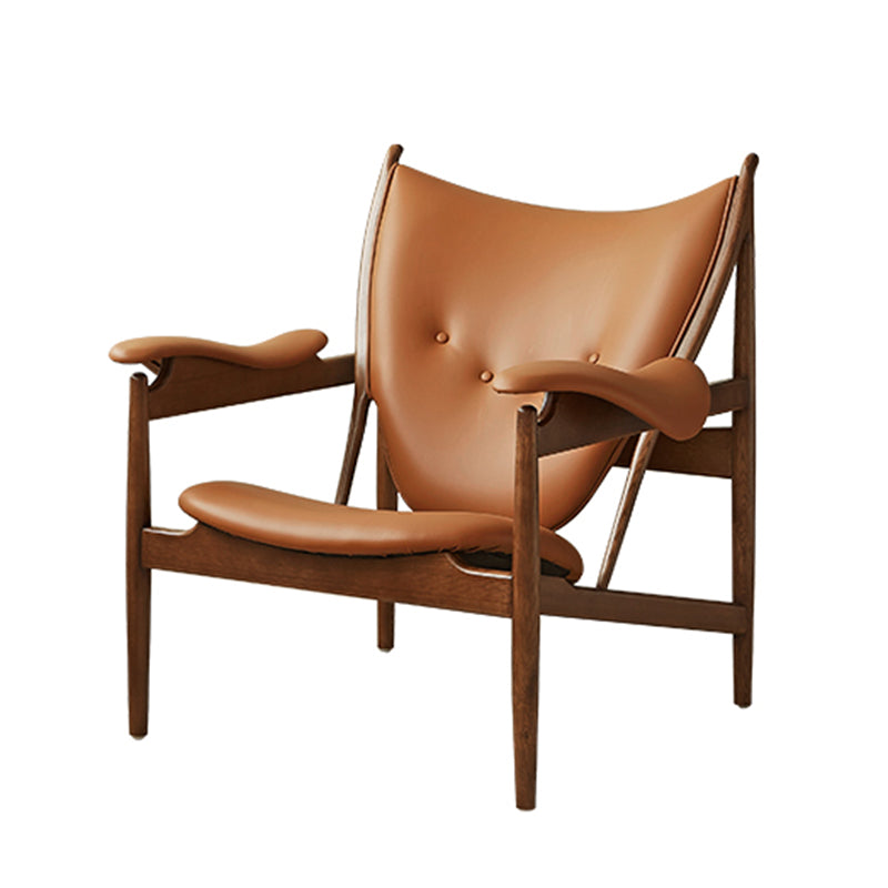 Square Arms Side Chair Genuine Leather Lounge Chair for Living Room Brown 1 Piece Clearhalo 'Accent Chairs' 'accent_chairs' 'Chairs & Seating' 'furn' 'furn_accent_chairs' 'Furniture' 'Living Room Furniture' 7357030