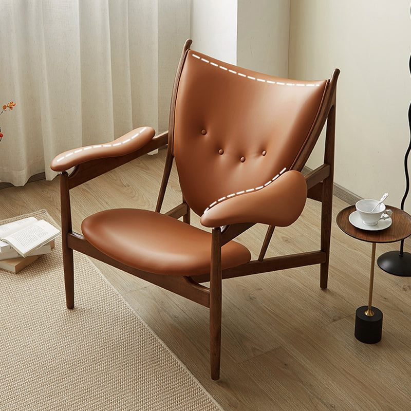 Square Arms Side Chair Genuine Leather Lounge Chair for Living Room Clearhalo 'Accent Chairs' 'accent_chairs' 'Chairs & Seating' 'furn' 'furn_accent_chairs' 'Furniture' 'Living Room Furniture' 7357032