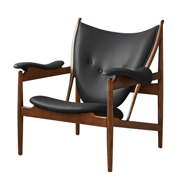 Square Arms Side Chair Genuine Leather Lounge Chair for Living Room Black 1 Piece Clearhalo 'Accent Chairs' 'accent_chairs' 'Chairs & Seating' 'furn' 'furn_accent_chairs' 'Furniture' 'Living Room Furniture' 7357033